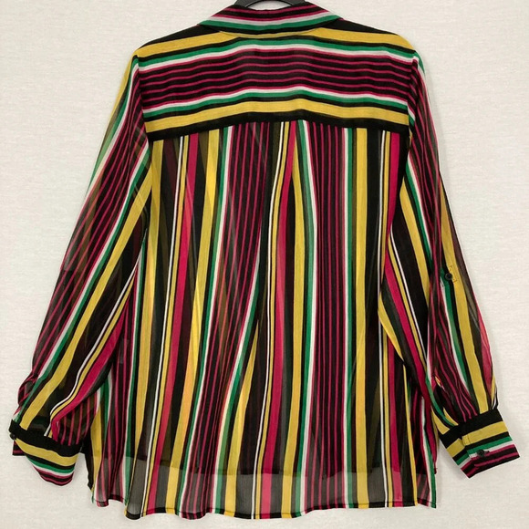 INC International Concepts Colorful Striped Soft Long Sleeve Button Down 1X - Picture 11 of 12